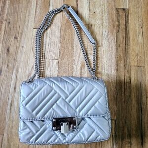 Michael Kors Silver Whitney Medium Quilted Shoulder Bag